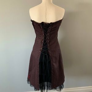 TRIPP NYC Polka Dot Goth Corset Strapless Dress XL